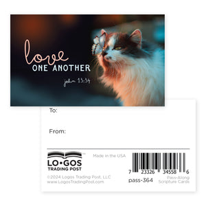 Cat, Love One Another, John 13:34, Pass Along Scripture Cards, Pack of 25