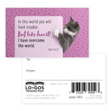 Cat, Take Heart, John 16:33, Pass Along Scripture Cards, Pack of 25