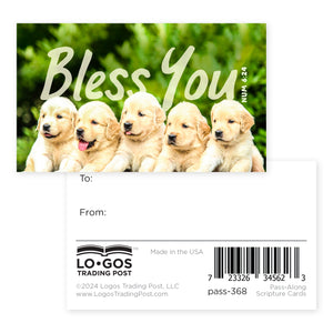 Puppies, Bless You, Num 6:24, Pass Along Scripture Cards, Pack of 25