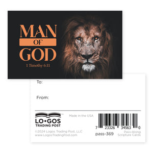 Lion, Man of God, 1 Timothy 6:11, Pass Along Scripture Cards, Pack of 25