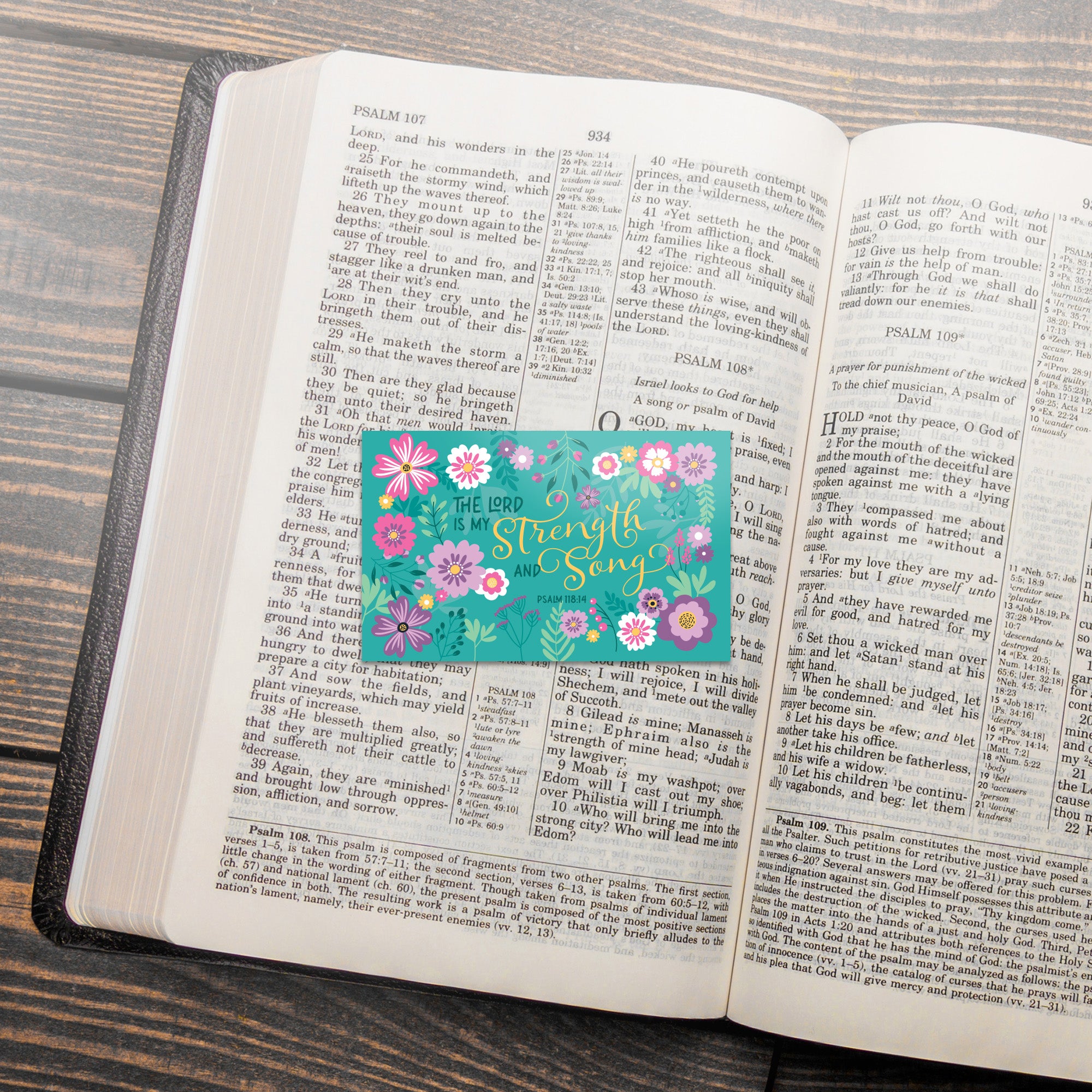 Ps 384 Teal Floral, The Lord is my Strength, Ps 118:14, Pass Along Scripture ...