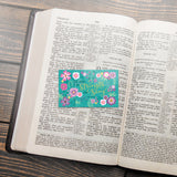 Teal Floral, The Lord is my Strength, Ps 118:14, Pass Along Scripture Cards, Pack of 25