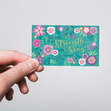 Teal Floral, The Lord is my Strength, Ps 118:14, Pass Along Scripture Cards, Pack of 25