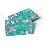 Teal Floral, The Lord is my Strength, Ps 118:14, Pass Along Scripture Cards, Pack of 25