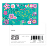 Teal Floral, The Lord is my Strength, Ps 118:14, Pass Along Scripture Cards, Pack of 25