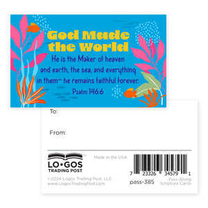 Ocean, God Made the World, Ps 146:6, Pass Along Scripture Cards, Pack of 25