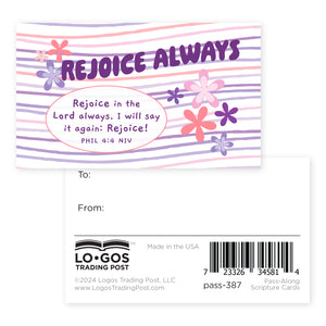 Flower Stripes, Rejoice Always, Phil 4:4, Pass Along Scripture Cards, Pack of 25