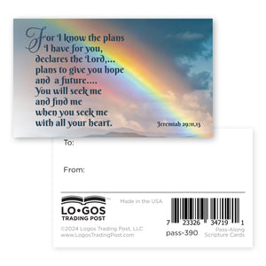 For I Know the Plans, Jeremiah 29:11,13, Pass Along Scripture Cards, Pack of 25