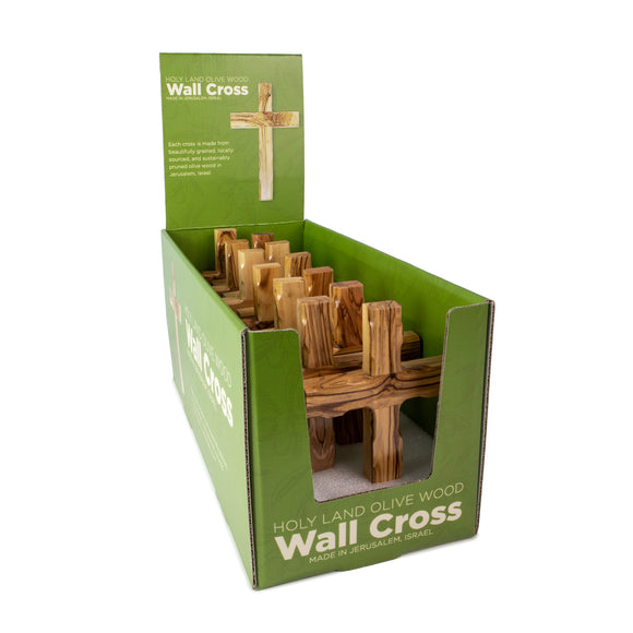 Olive Wood Wall Cross Display