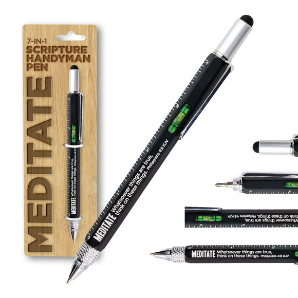7 in 1 Multitool Pen With Scripture - Meditate: Phil. 4:8