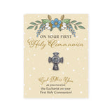 Metal Pin on Card, First Holy Communion – Silver