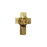 Metal Pin on Card, Cross with Diamond