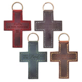 Panel Display - Leather Cross Scripture Keychains - Masculine