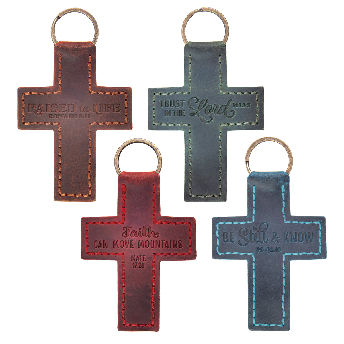Panel Display - Leather Cross Scripture Keychains - Faith – Logos ...