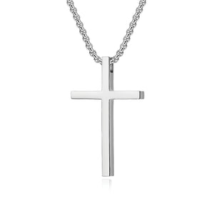Plain Cross with 24 in Stainless Steel Chain – Silver Color