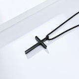 Plain Cross with 24 in Stainless Steel Chain – Black Color