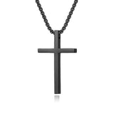 Plain Cross with 24 in Stainless Steel Chain – Black Color