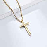 Plain Cross with 24 in Stainless Steel Chain – Gold Color