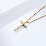 Plain Cross with 24 in Stainless Steel Chain – Gold Color