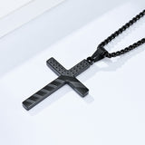 Flag Cross with 24 in Stainless Steel Chain – Black Color