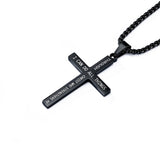 Flag Cross with 24 in Stainless Steel Chain – Black Color