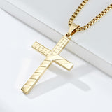 Flag Cross with 24 in Stainless Steel Chain – Gold Color