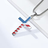 Colored Flag Cross with 24 in Stainless Steel Chain – Silver Color