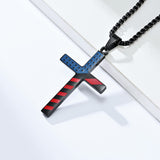 Colored Flag Cross with 24 in Stainless Steel Chain – Black Color