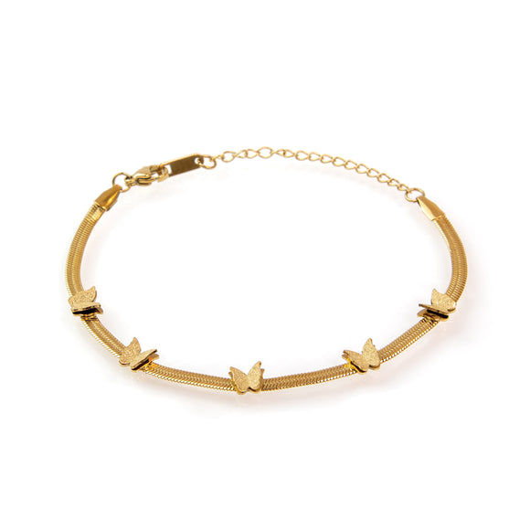 3D Butterflies Snake Chain Bracelet – Gold Colored