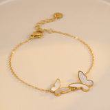 Mother of Pearl Inlay Butterflies Bracelet – Gold Colored