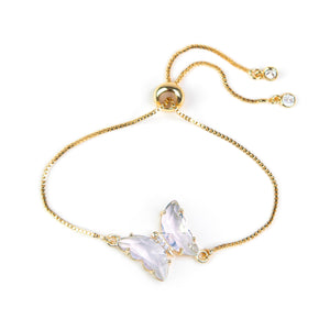 Crystal Butterfly Slide Clasp Bracelet with CZ accents – Light Purple