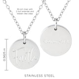 Faith Stainless Steel Medallion Pendant with Card