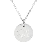 Faith Stainless Steel Medallion Pendant with Card