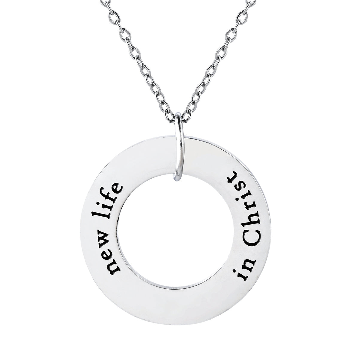 New Life in Christ Stainless Steel Ring Pendant with Card – Logos ...