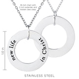 New Life in Christ Stainless Steel Ring Pendant with Card