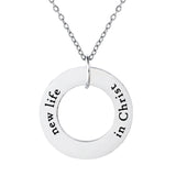 New Life in Christ Stainless Steel Ring Pendant with Card