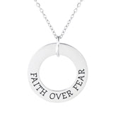 Faith Over Fear Stainless Steel Ring Pendant with Card