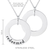 Redeemed Stainless Steel Ring Pendant with Card