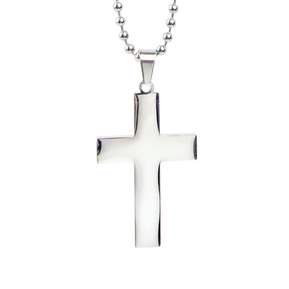 Patriotic Stainless Steel Cross with 24 in Steel Ball Chain