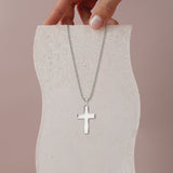 Patriotic Stainless Steel Cross with 24 in Steel Ball Chain