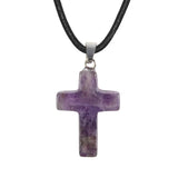 Stone Cross Pendant - Amethyst