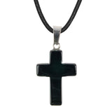 Stone Cross Pendant - Obsidian
