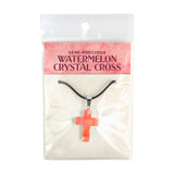 Stone Cross Pendant - Watermelon Crystal