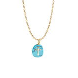 Natural Stone Cross Pendant - Turquoise