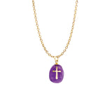 Natural Stone Cross Pendant - Purple