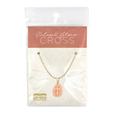 Natural Stone Cross Pendant - Pink