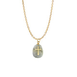 Natural Stone Cross Pendant - Gray