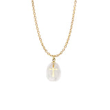 Natural Stone Cross Pendant - White