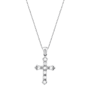 Sterling Silver Cross with CZ Accents