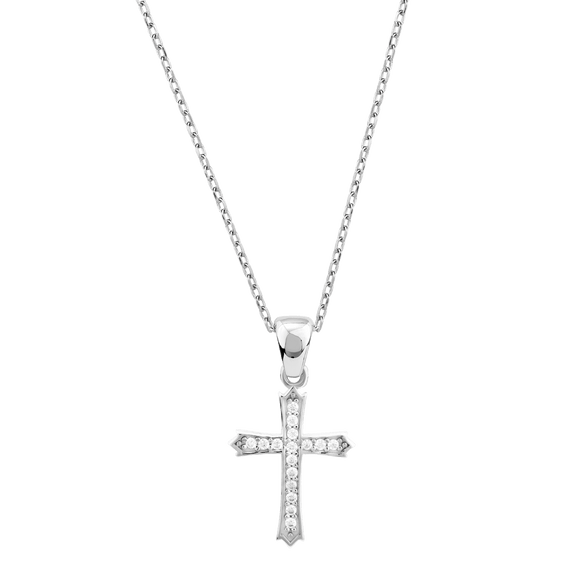 Sterling Silver Coptic Cross with CZ Accents